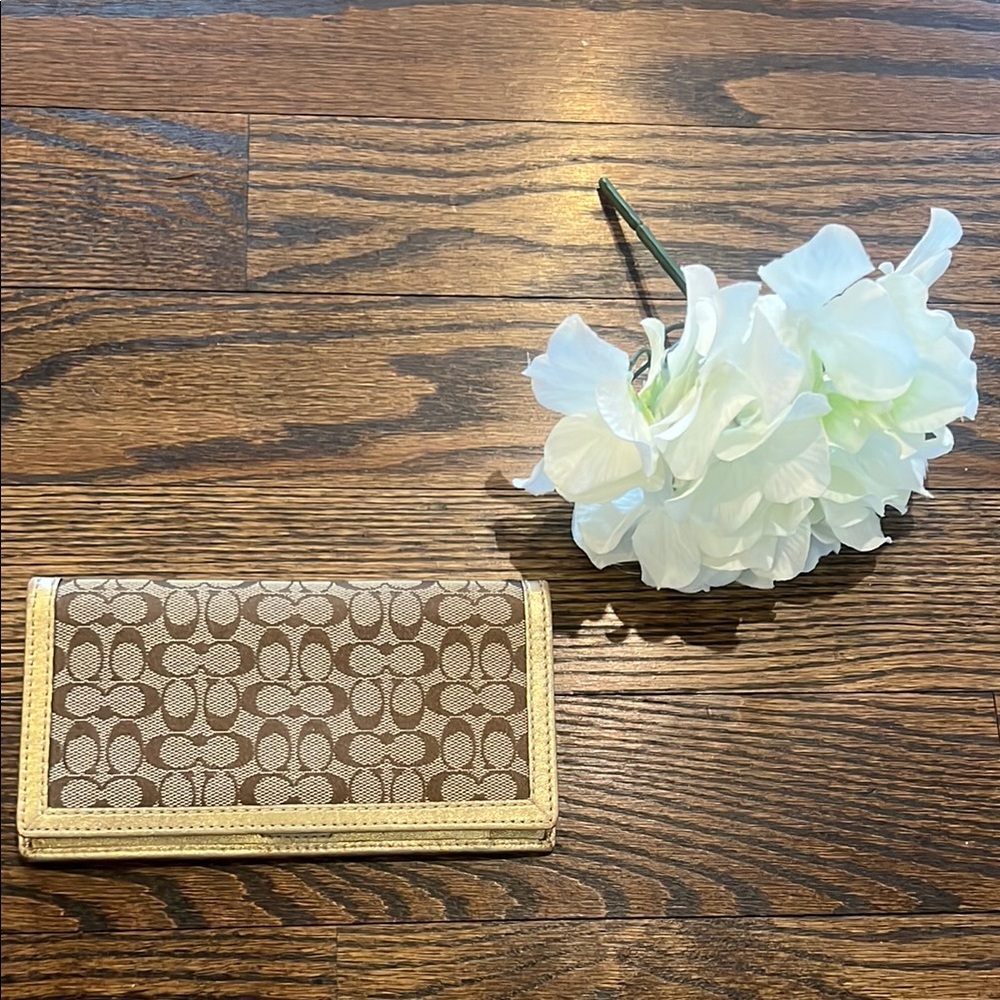 Coach Brown and Gold Checkbook Cover